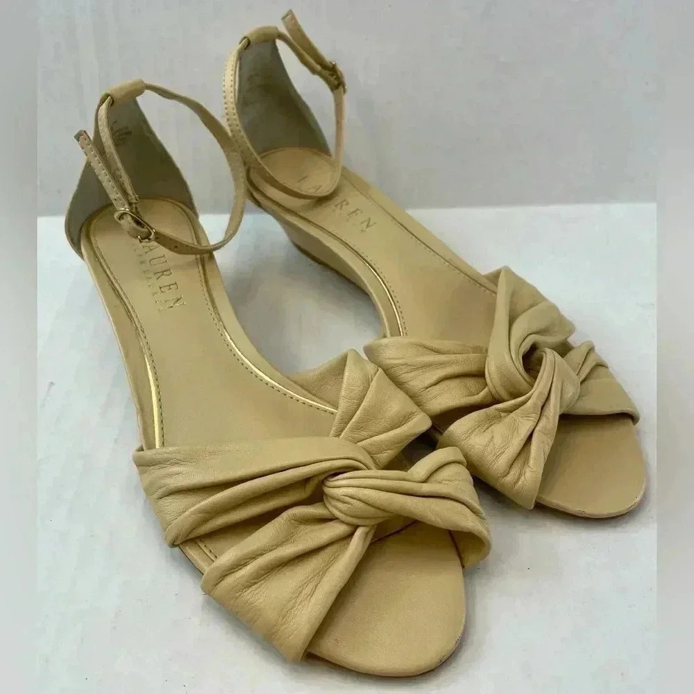 Ralph Lauren Cream color wedge sandals size 5B - Picture 2 of 11